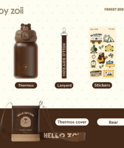 Bình nước giữ nhiệt cho bé Zoyzoii®E8 Animal Series Thermos Cup ( Gấu Nâu )
