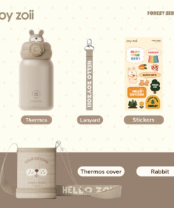 Bình nước giữ nhiệt cho bé Zoyzoii®E8 Animal Series Thermos Cup ( Thỏ Xám )